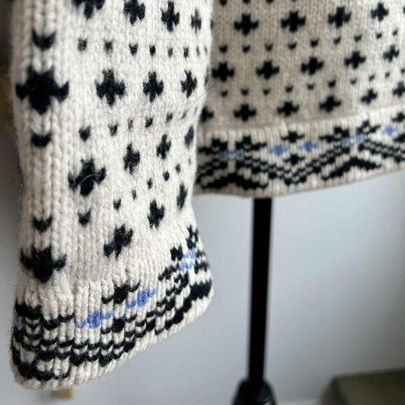 L.L.Bean Vintage Ivory & Black Pure Lambswool Nordic Heritage Cardigan – US XL - Picture 12 of 13